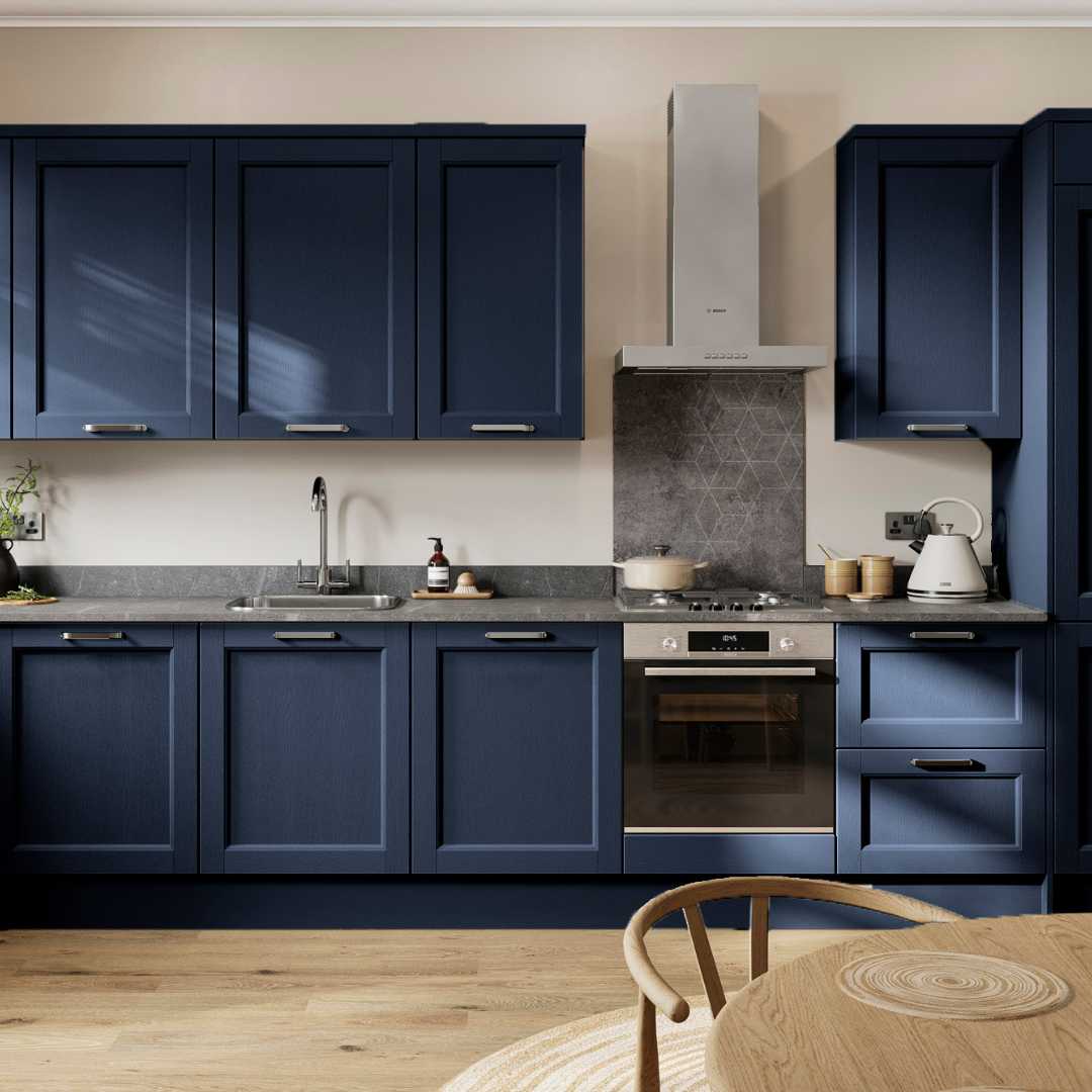 JT Ellis Latimer beaded shaker kitchen in Indigo