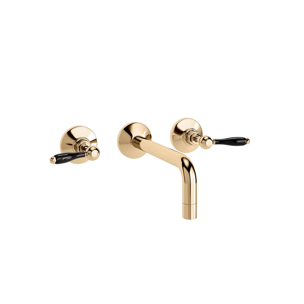 Radcliffe wall mounted 3-hole basin mixer in antique gold