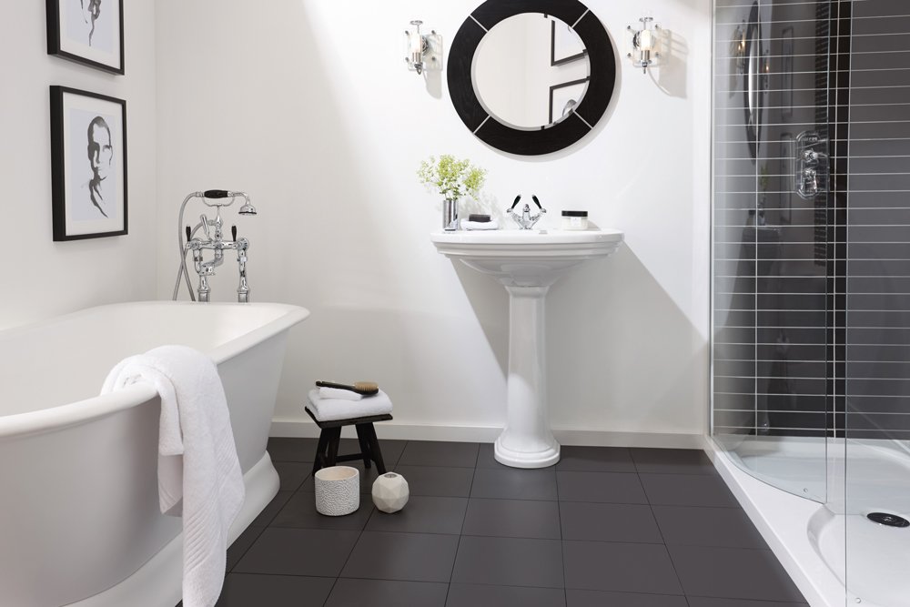 Carlyon large basin and pedestal shown in a bathroom setting
