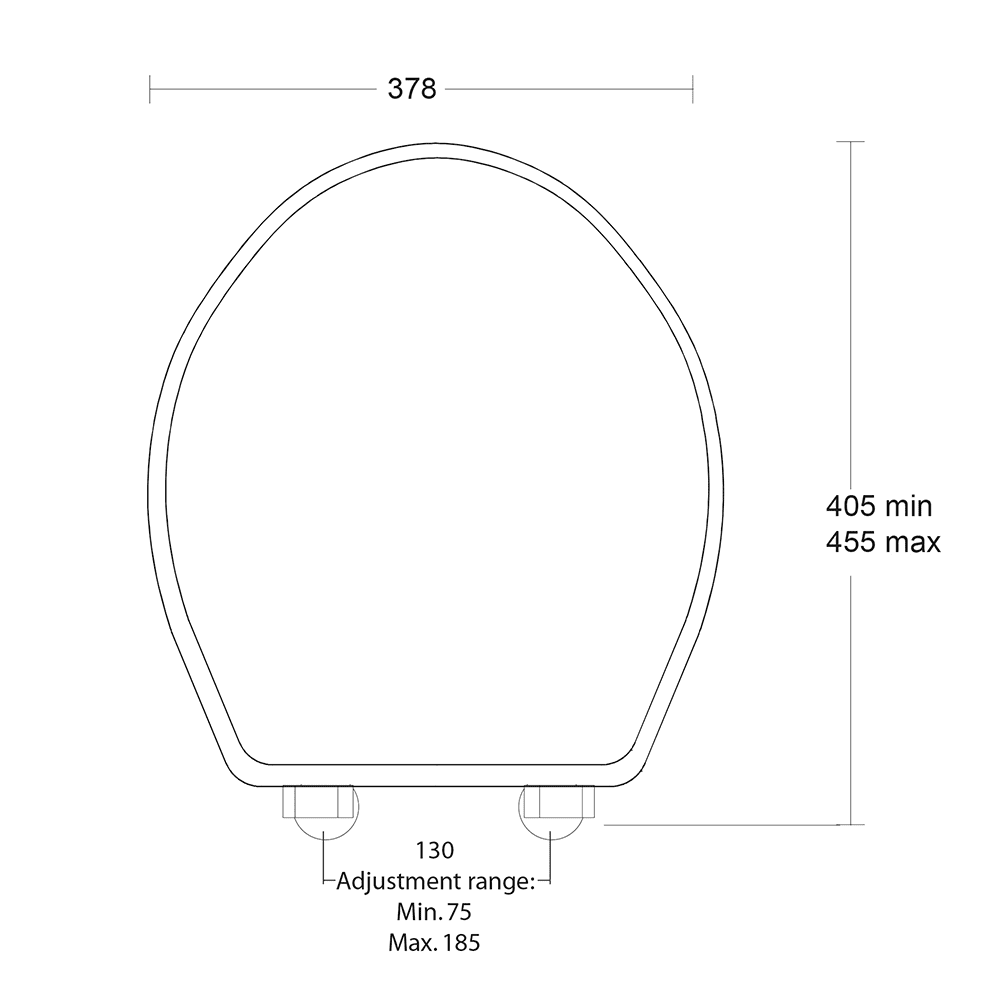 Drift Soft-Close Seat Matt Grained dimensioned technical drawing