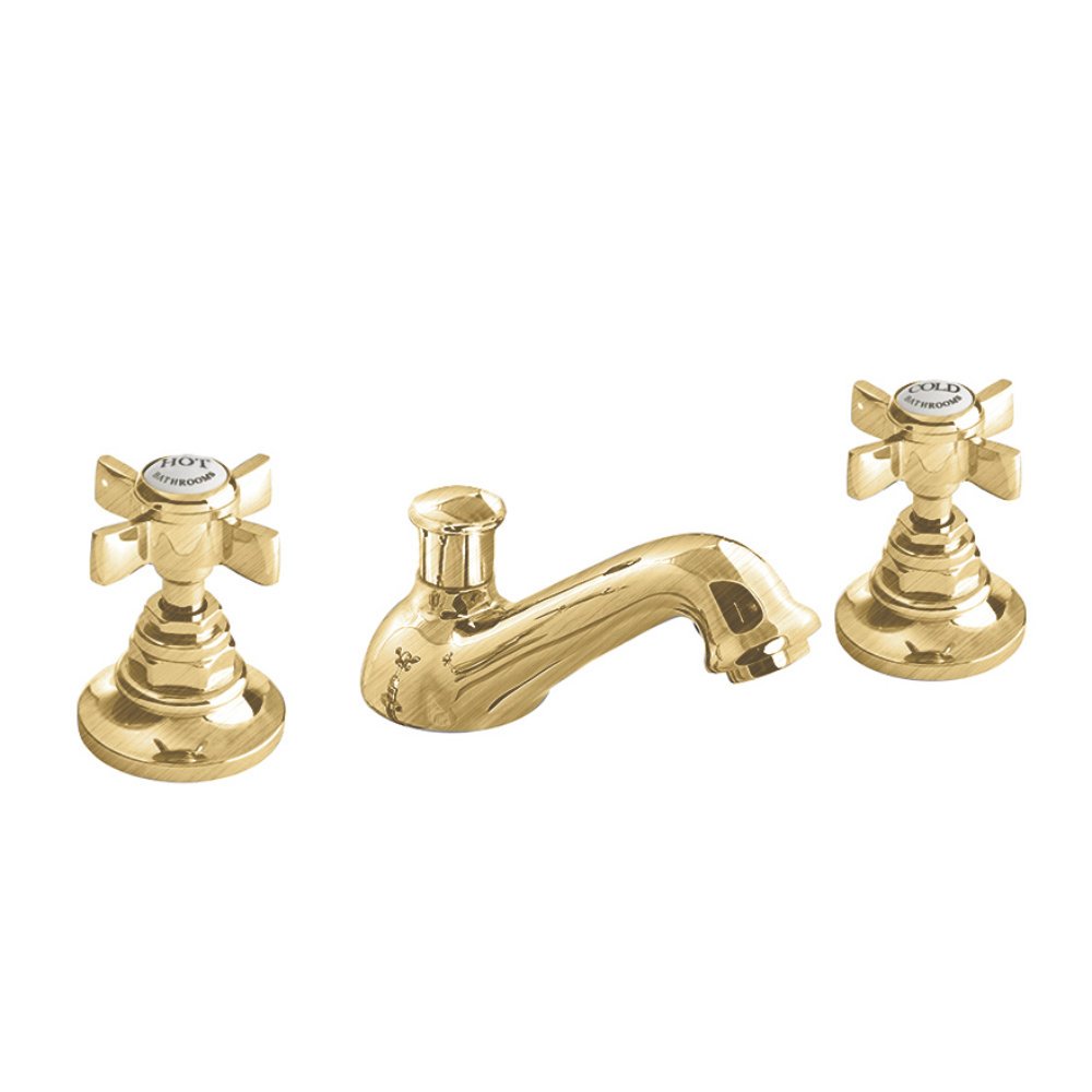 Edwardian 3-Hole Basin Mixer in Brushed Brass