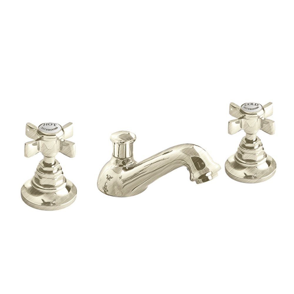 Edwardian 3-Hole Basin Mixer in Brushed Nickel