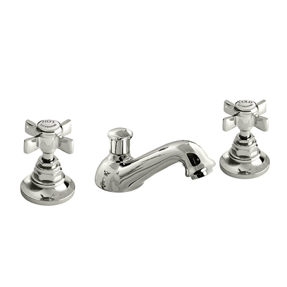 Edwardian 3-Hole Basin Mixer in Polished Nickel