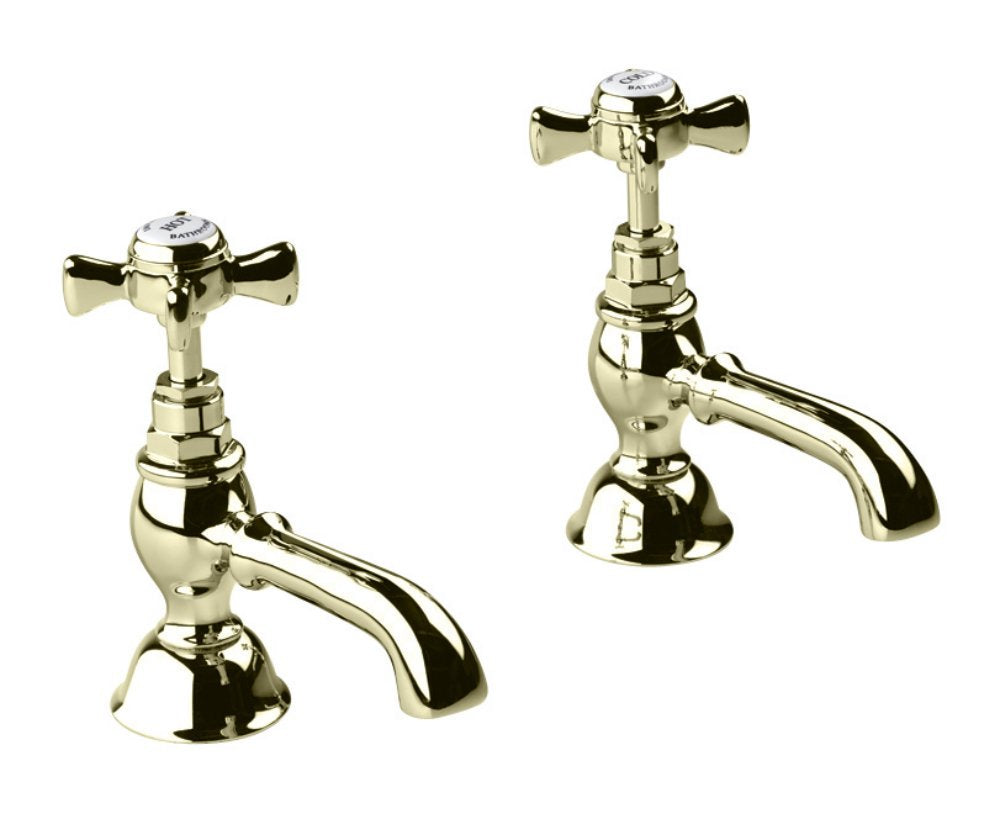 Edwardian Basin Pillar Taps in Antique Gold