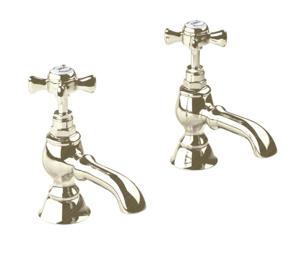 Edwardian Bath Pillar Taps in Brushed Nickel