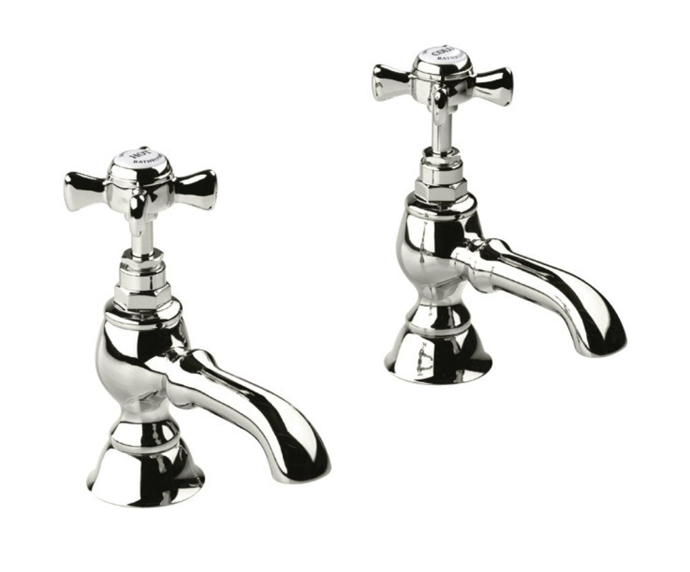 Edwardian Bath Pillar Taps in Polished Nickel