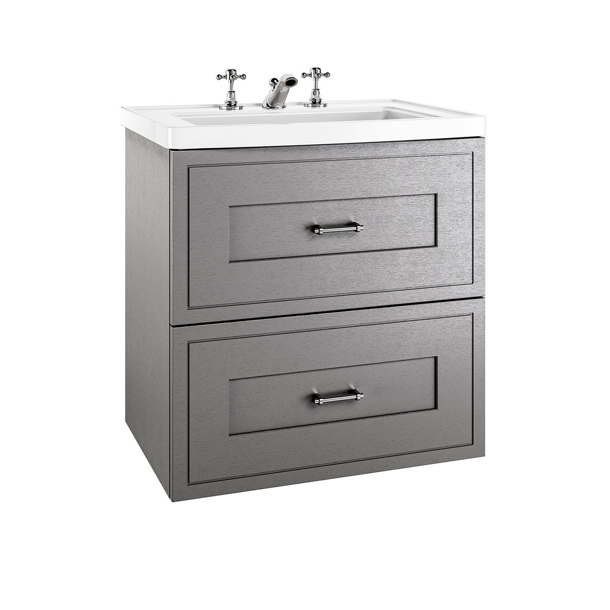 Fradley wall hung 2-drawer vanity unit and Radcliffe basin in Dartmouth Grey