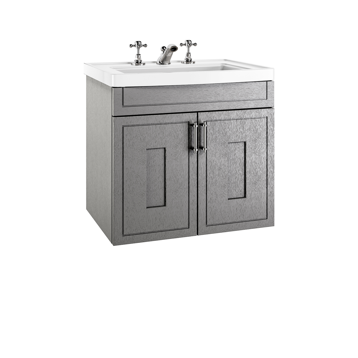 Fradley medium wall hung 2-door vanity unit and Radcliffe basin in Dartmouth Grey