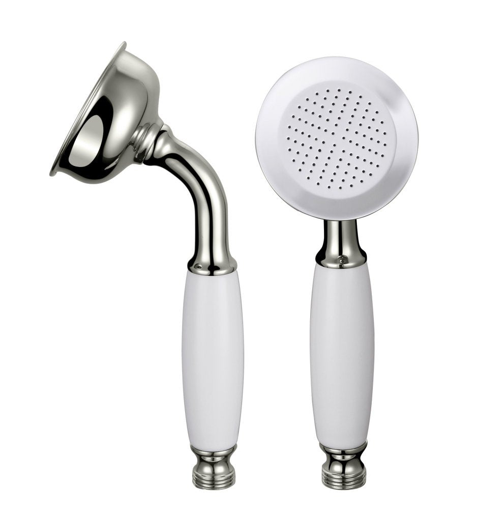 Lichfield Traditional Shower Handset, White in Polished Nickel