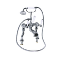 Radcliffe deck mounted bath shower mixer, white lever, chrome