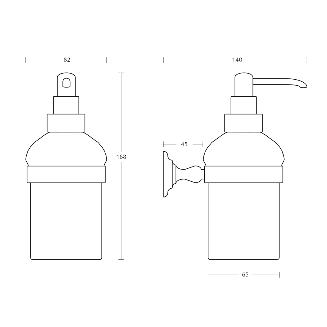 Richmond Wall-Mounted Soap Dispenser dimensioned technical drawing