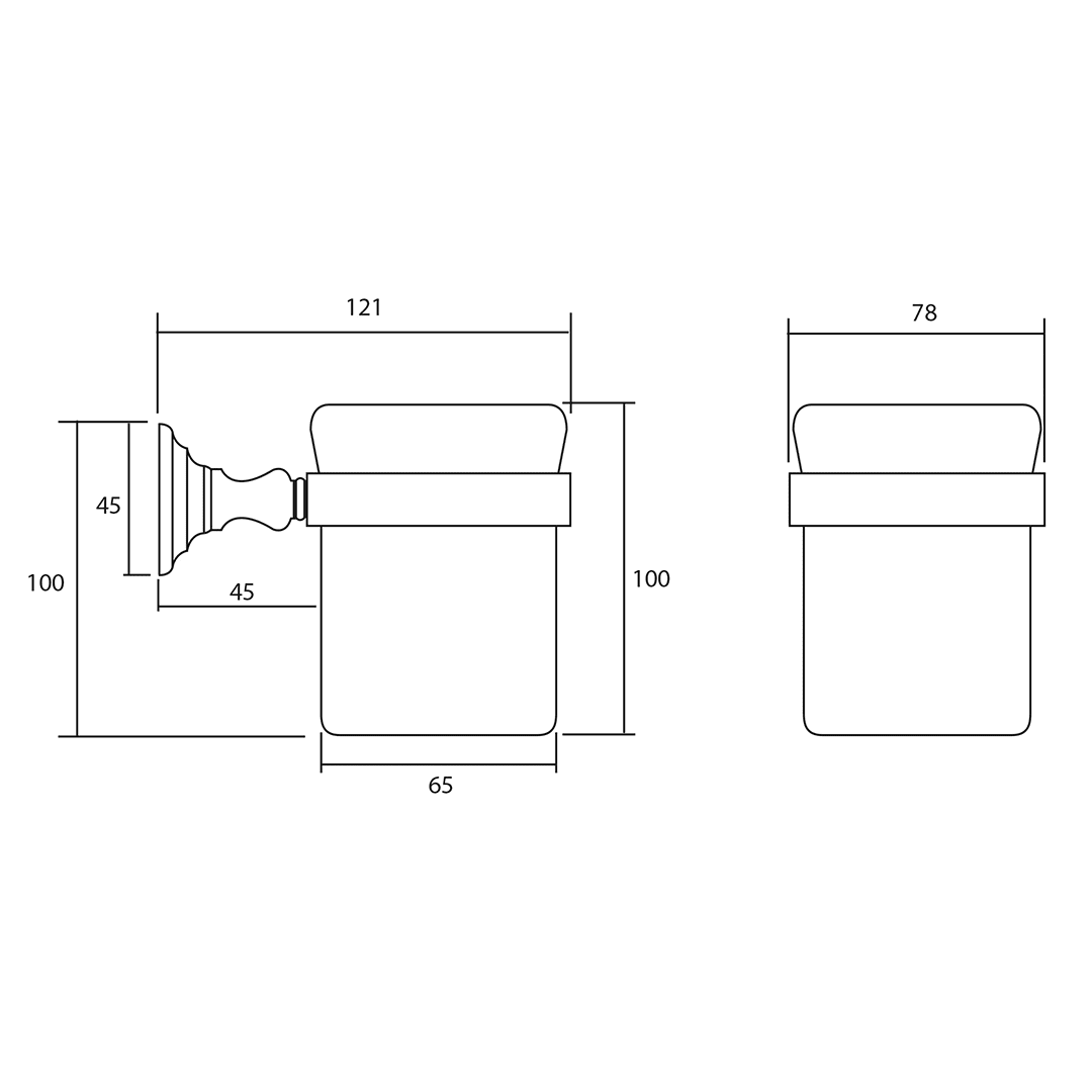 Richmond Tumbler Holder dimensioned technical drawing