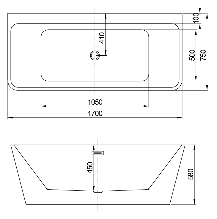 Spala 1700mm Freestanding Bath
