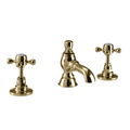 Victorian 3 Tap Hole Extended Basin Mixer in Antique Gold