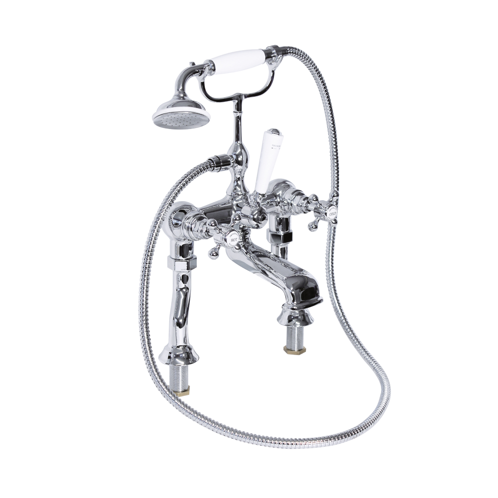 Victorian Bath Shower Mixer Deck Mounted in Chrome