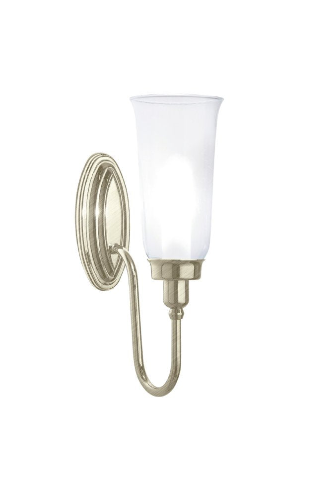 Avila Single Avila Wall Light With Glass Shade in Brushed Nickel