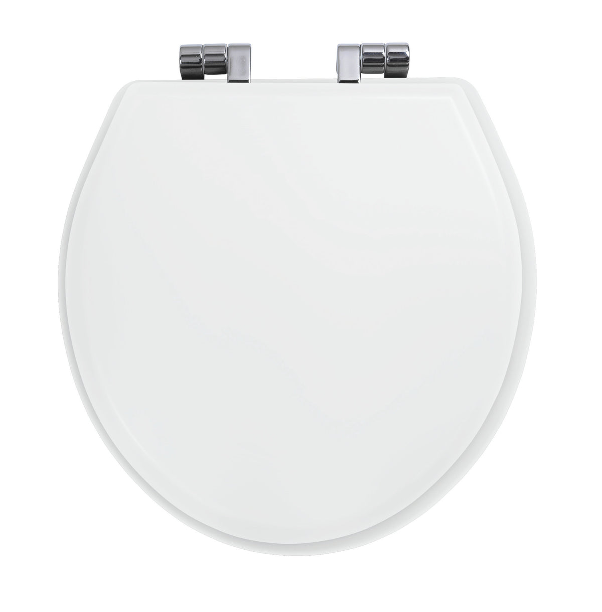 Windsor soft-close toilet seat in White Smooth with chrome hinges