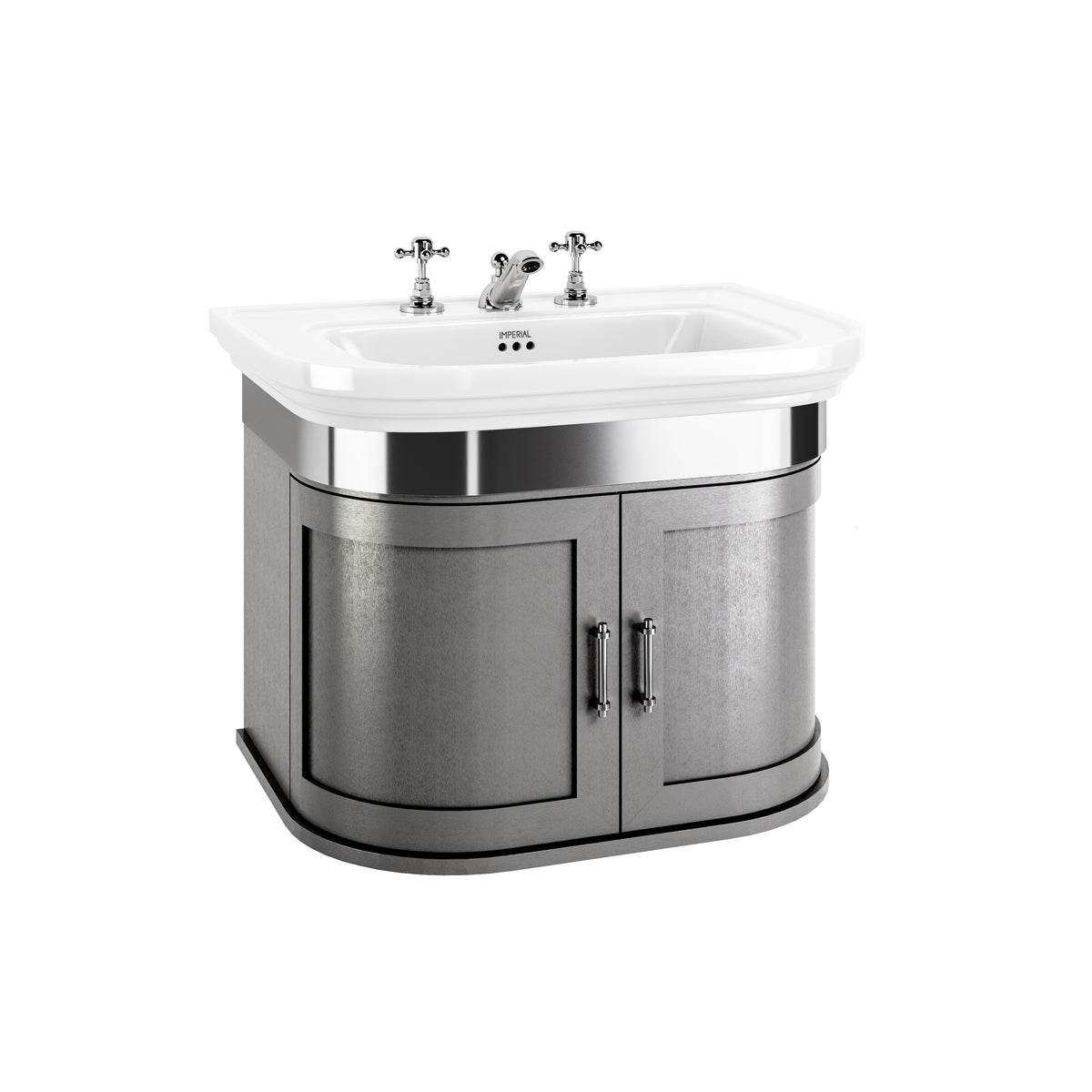 Carlyon Bay large 2-door vanity unit in Dartmouth Grey, shown with chrome trim