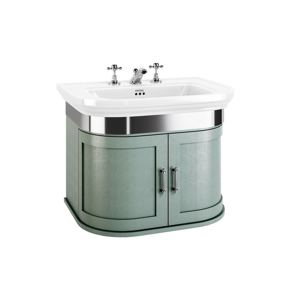 Carlyon Bay large 2-door vanity unit in Sea Mist, shown with chrome trim