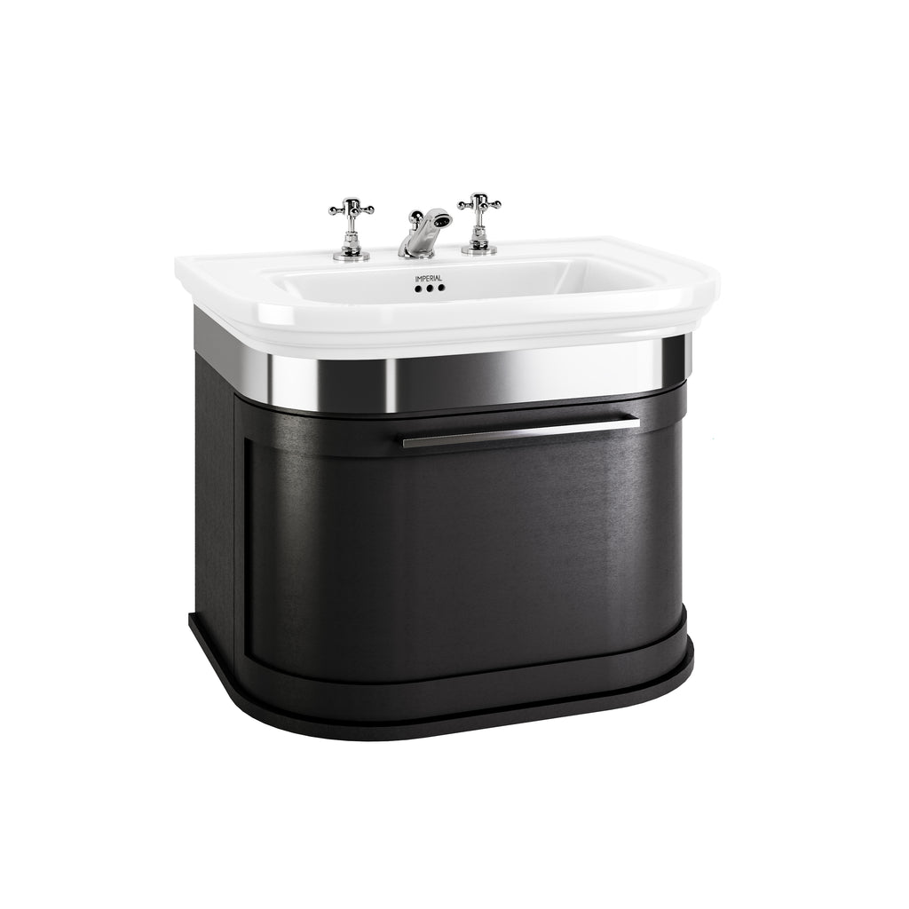 Carlyon Bay large 1-drawer vanity unit in Matt Black, shown with chrome trim