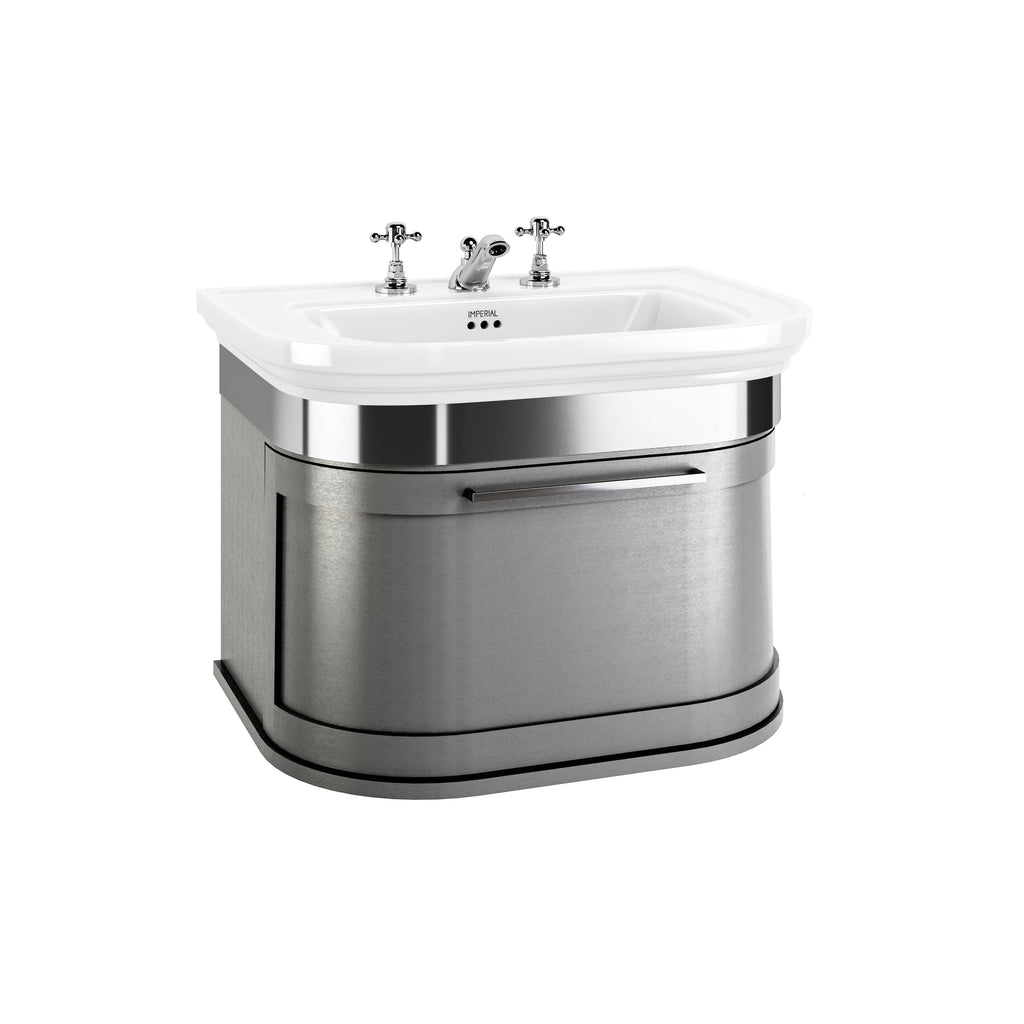 Carlyon Bay medium 1-drawer vanity unit in Dartmouth Grey, shown with chrome trim