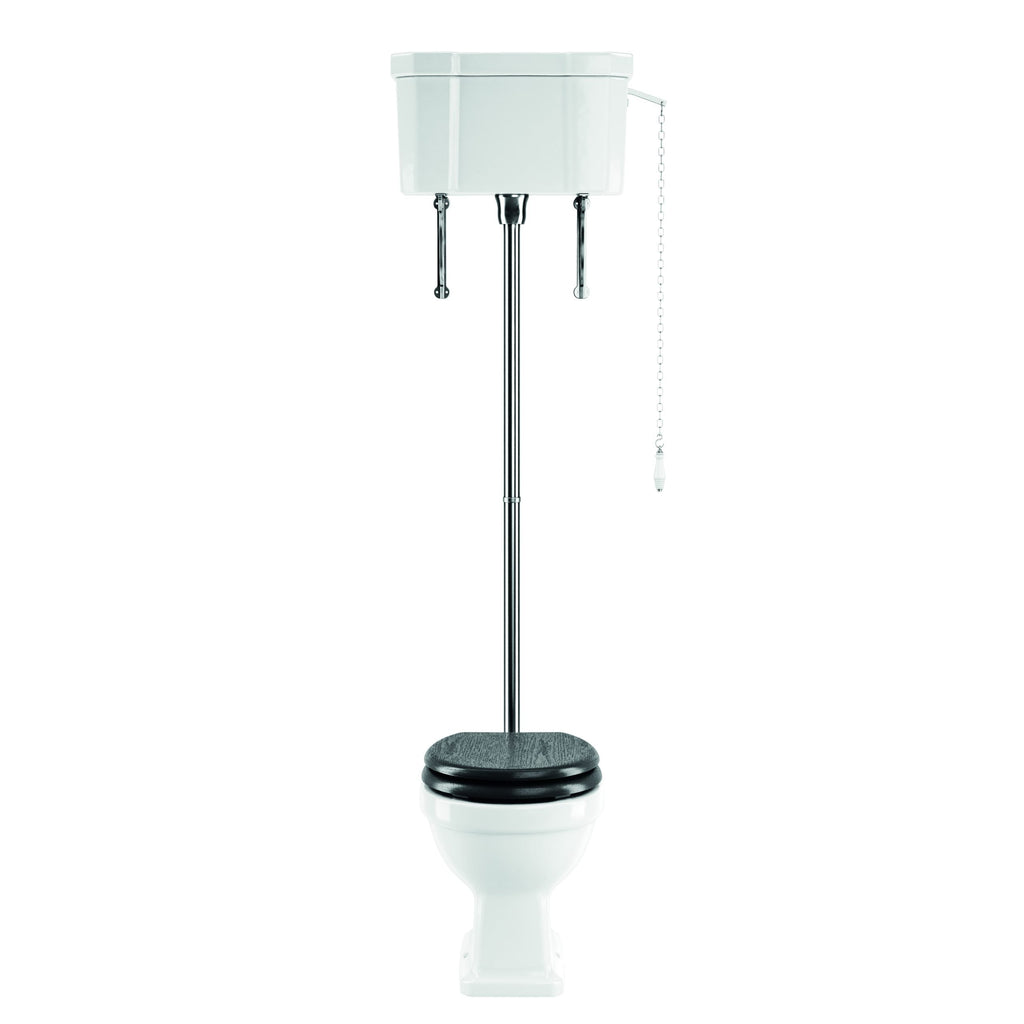 Lichfield High Level Toilet in Chrome, White (Smooth), Chrome