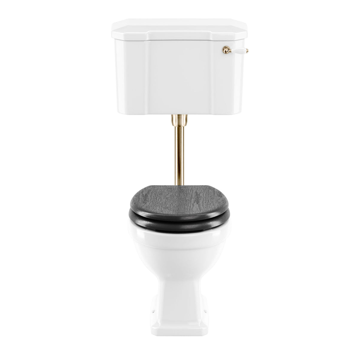 Lichfield Low Level Toilet in Antique Gold, White (Smooth), Chrome