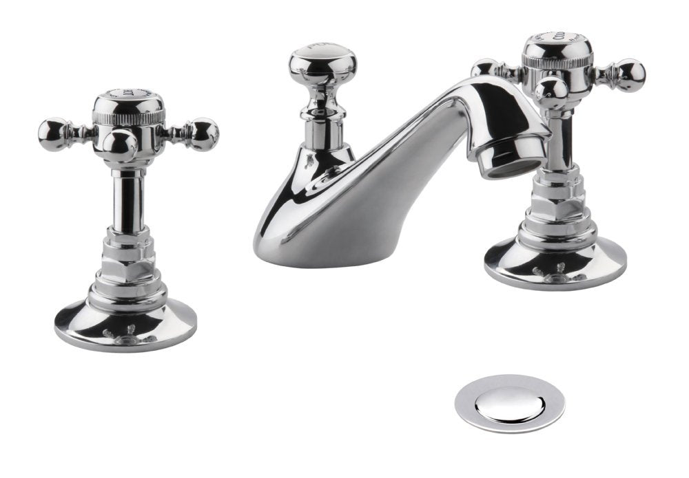 Lichfield 3-Hole Basin Mixer with Pop-Up Waste in Chrome