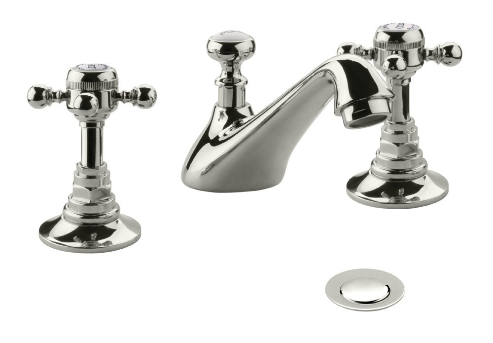 Lichfield 3-Hole Basin Mixer with Pop-Up Waste in Polished Nickel