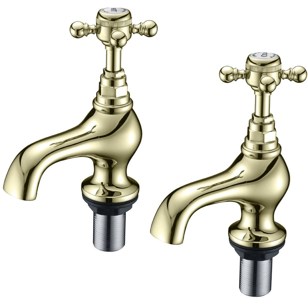 Lichfield Basin Pillar Taps in Antique Gold