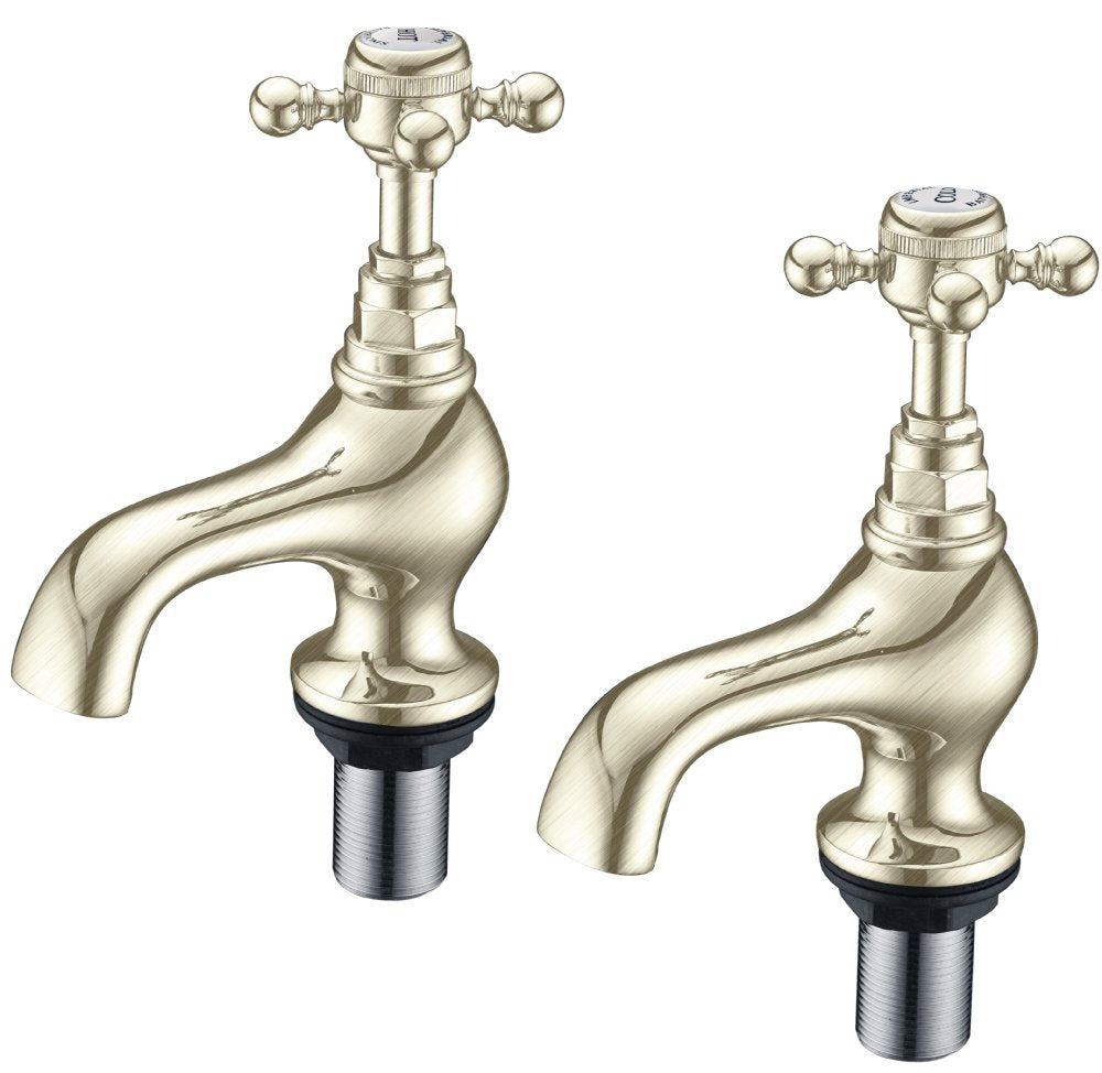 Lichfield Basin Pillar Taps in Brushed Nickel
