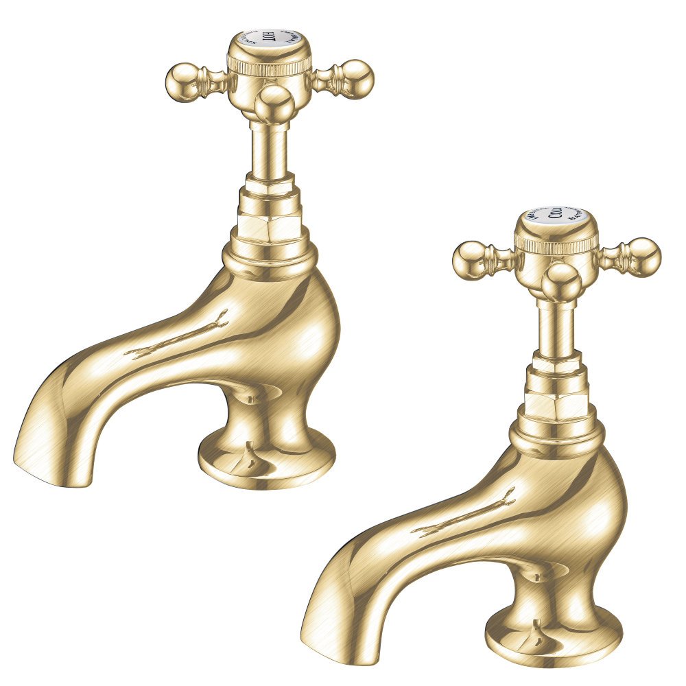 Lichfield Bath Pillar Taps in Brushed Brass