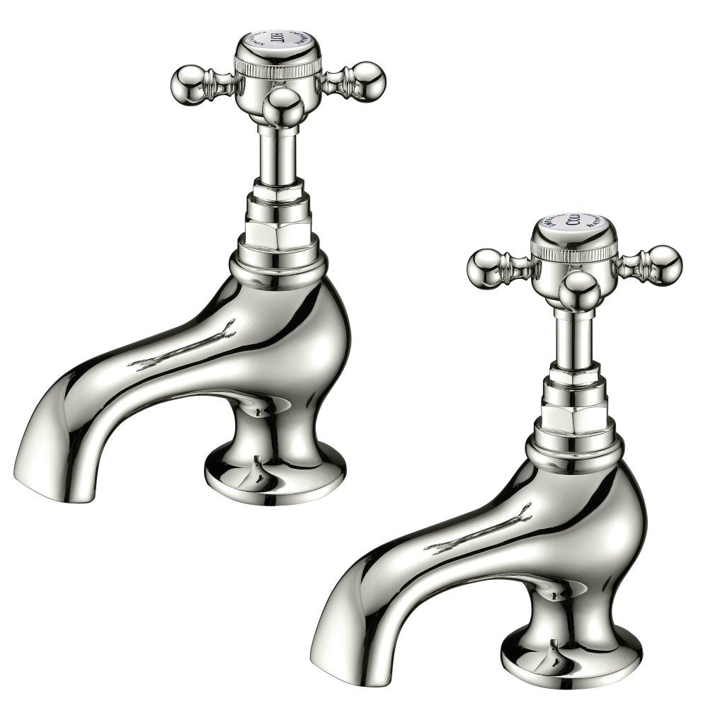 Lichfield Bath Pillar Taps in Polished Nickel