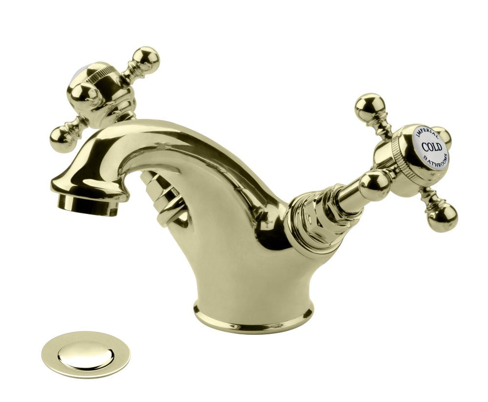 Lichfield Mono Basin Mixer with Pop-Up Waste in Antique Gold