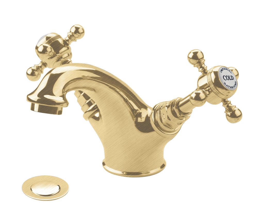 Lichfield Mono Basin Mixer with Pop-Up Waste in Brushed Brass