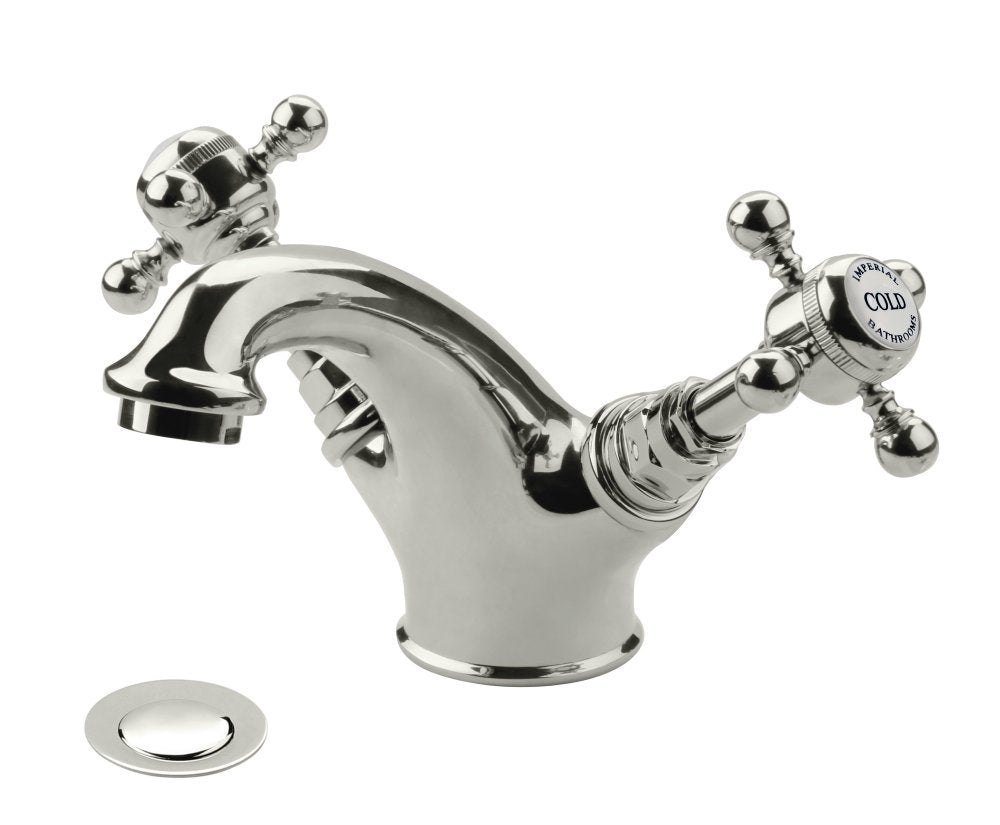 Lichfield Mono Basin Mixer with Pop-Up Waste in Polished Nickel