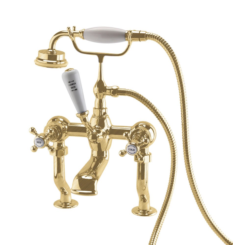 Lichfield Deck Mounted Bath Shower Mixer in Brushed Brass