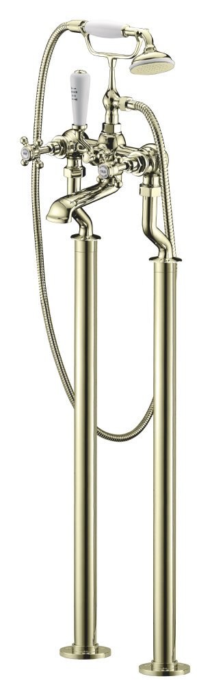 Lichfield Free Standing Bath Shower Mixer in Antique Gold