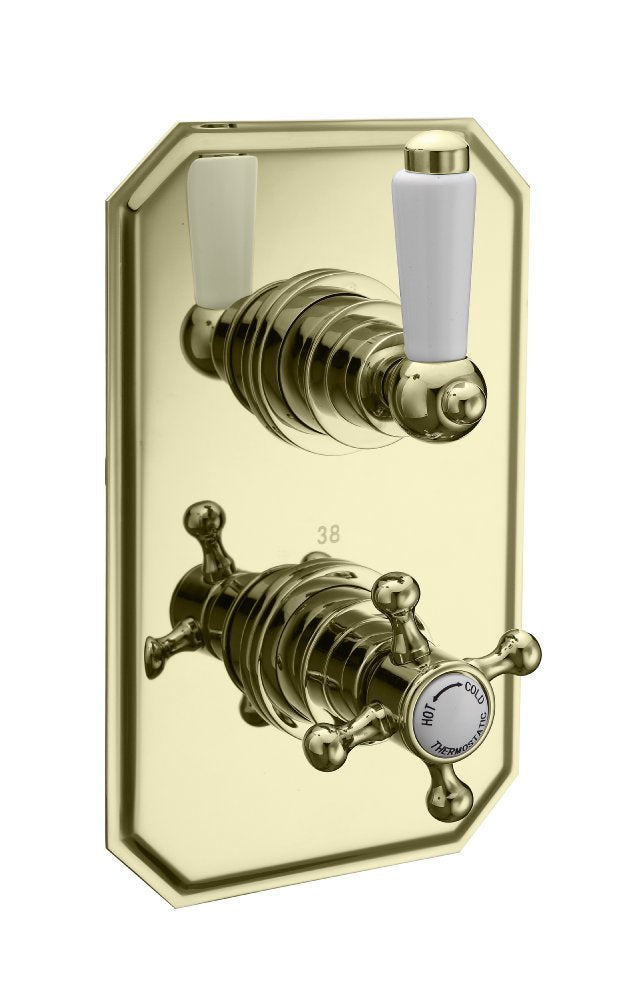Lichfield Concealed Shower Valve & Plate, 1 Outlet in Antique Gold