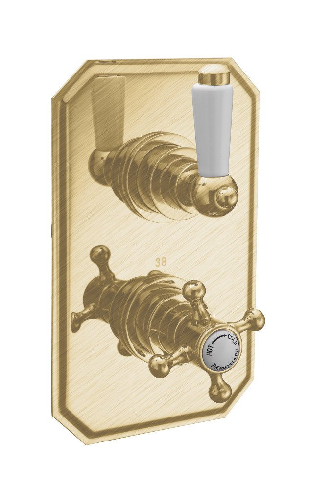 Lichfield Concealed Shower Valve & Plate, 1 Outlet in Brushed Brass