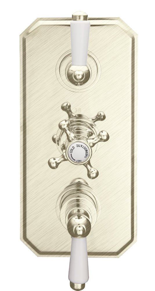 Lichfield Concealed Shower Valve & Plate, 2 Outlet in Brushed Nickel