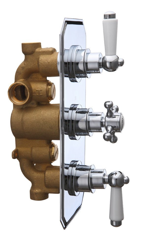 Lichfield Concealed Shower Valve & Plate, 2 Outlet in Chrome