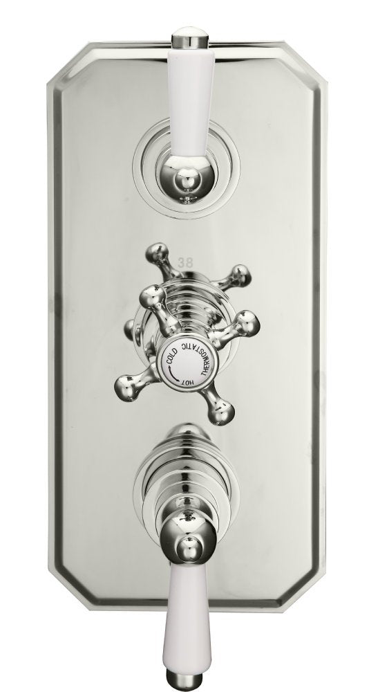 Lichfield Concealed Shower Valve & Plate, 2 Outlet in Polished Nickel