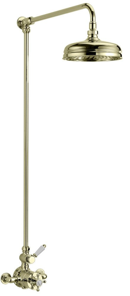 Lichfield Exposed Thermostatic Shower Kit, 1 Outlet, with 200mm Rose in Antique Gold