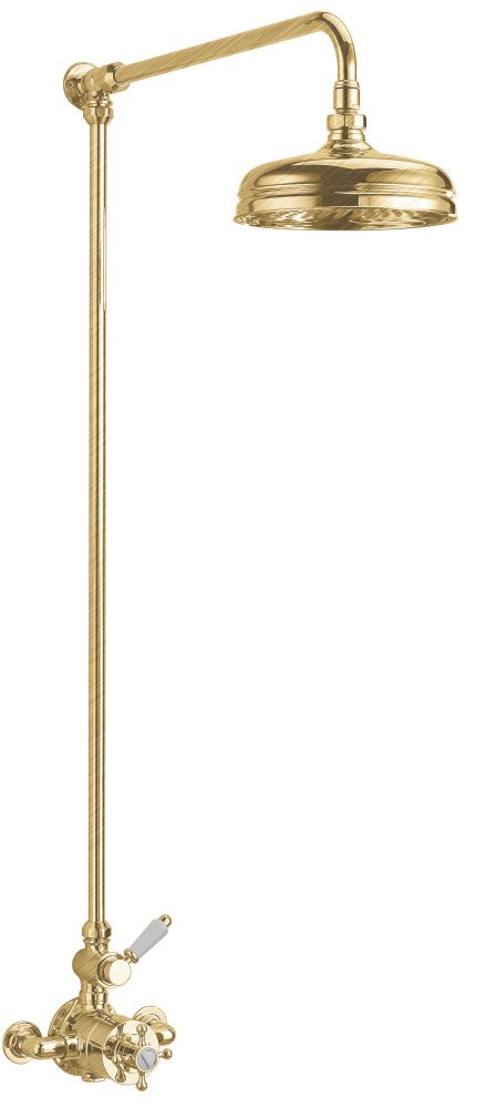 Lichfield Exposed Thermostatic Shower Kit, 1 Outlet, with 200mm Rose in Brushed Brass