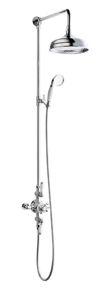 Lichfield Exposed Thermostatic Shower Kit, 2 Outlet, with Handset and 200mm Rose in Chrome