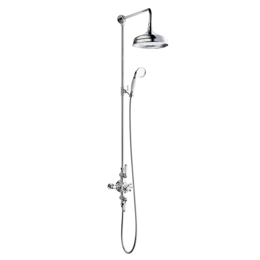 Lichfield Exposed Thermostatic Shower Kit, 2 Outlet, with Handset and 200mm Rose