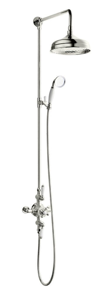Lichfield Exposed Thermostatic Shower Kit, 2 Outlet, with Handset and 200mm Rose in Polished Nickel
