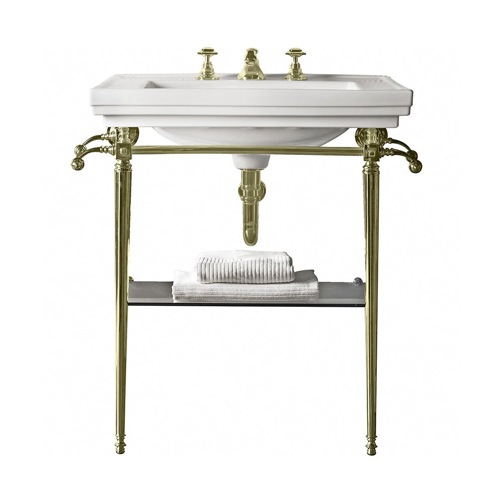 Astoria Deco Large Basin & Stand in Antique Gold, 1 tap hole