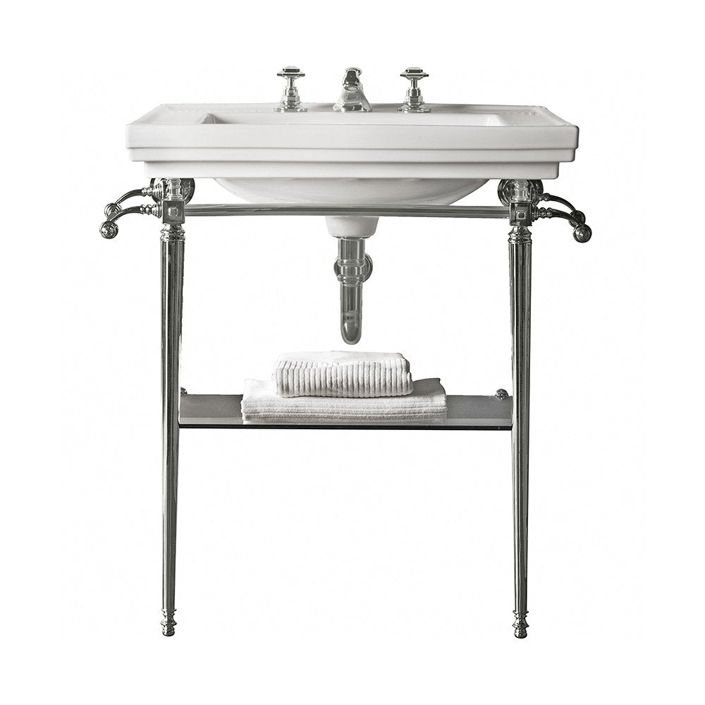 Astoria Deco Large Basin & Stand in Polished Nickel, 1 tap hole